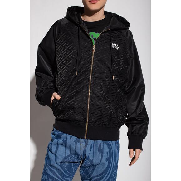 Versace Black Windbreak Bomber Leather Jacket Size Large - Picture 3 of 10